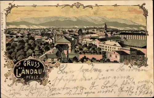 Litho Landau in der Pfalz, Stadtpanorama