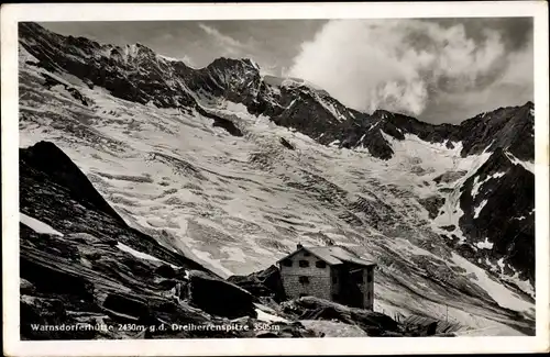 Ak Österreich, Land Salzburg, Tauernregien, Warnsdorferhütte, Dreiherrenspitze