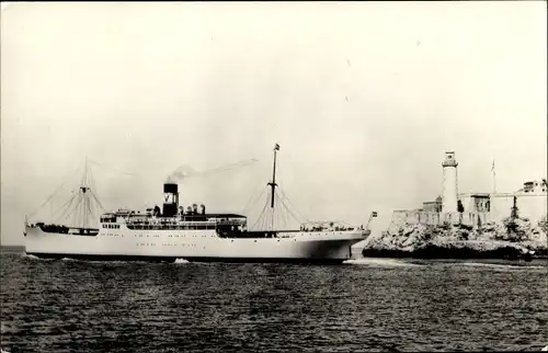 Ak Steamer SS Contessa, Vaccaro Line, Dampfschiff, Leuchtturm