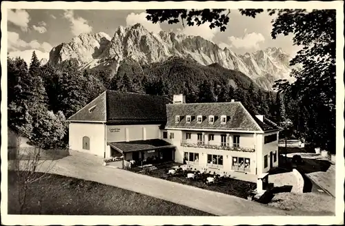 Ak Grainau Oberbayern, Luitpold Betriebe, Zugspitzdorf, Pension von L. Schlecht