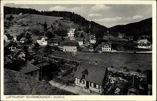 Ak Schönmünzach Baiersbronn Murgtal, Ortsansicht, Berge