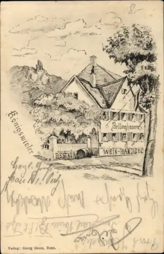 Künstler Ak Königswinter im Rhein Sieg Kreis, Weinhandlung Bellinghausen