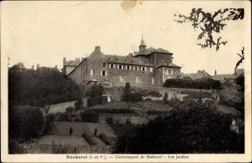 Ak Bécherel Ille et Vilaine, Communauté de Bécherel, les jardins