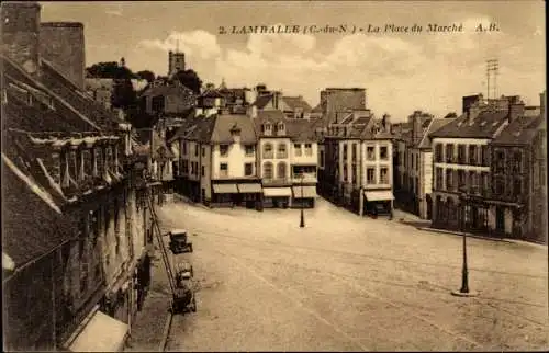 Ak Lamballe Côtes d'Armor, vue générale de la Place du Marché