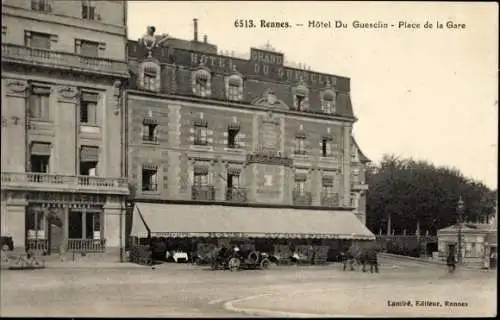 Ak Rennes Ille et Vilaine, Hôtel du Guesclin, Place de la Gare