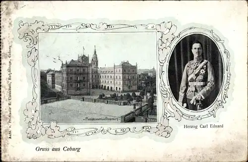 Passepartout Ak Coburg in Oberfranken, Herzog Carl Eduard, Residenzschloss Ehrenburg