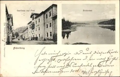 Ak Fichtelberg im Fichtelgebirge Oberfranken Bayern, Fichtelsee, Gasthaus zur Post