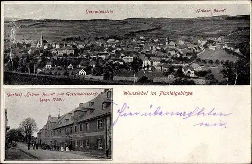 Ak Wunsiedel im Tal der Röslau Oberfranken, Gasthof grüner Baum, Gesamtansicht