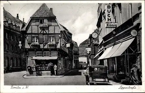 Ak Dorsten im Ruhrgebiet Nordrhein Westfalen, Blick in die Lippestraße, Buchladen König