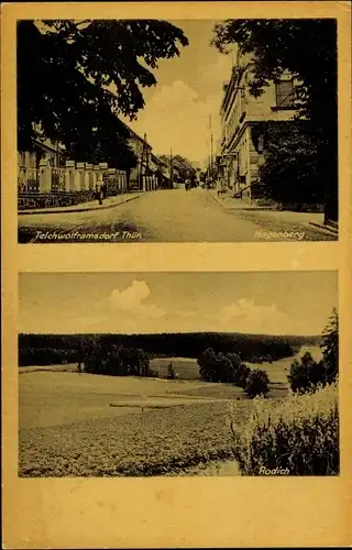 Ak Mohlsdorf Teichwolframsdorf in Thüringen, Hagenberg, Rodich, Straße, Gasthaus zur Erholung