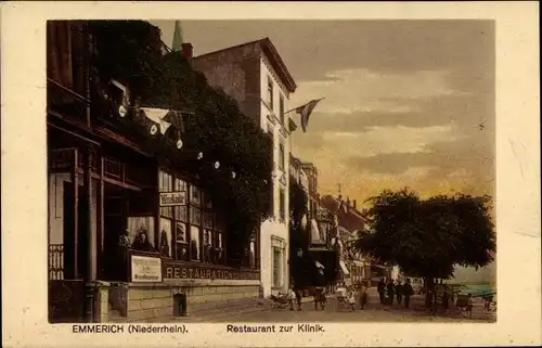 Ak Emmerich am Niederrhein, Restaurant zur Klinik, Strassenansicht