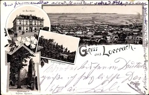 Litho Lörrach in Baden Württemberg, Bezirksamt, Schloss Rötteln, Rittersaal