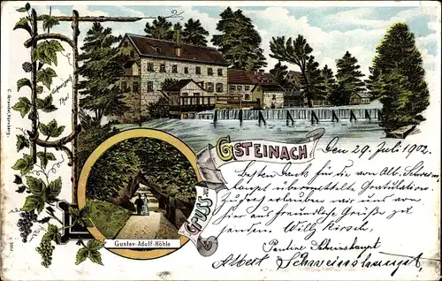 Litho Gsteinach Schwarzenbruck in Mittelfranken Bayern, Gustav Adolf Hütte, Wehr