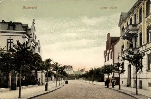 Ak Salzwedel in der Altmark, Großer Stegel, Straßenpartie