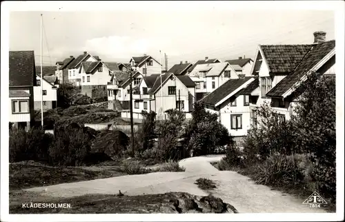 Ak Klädesholmen Schweden, Straßenpartie im Ort, Häuser