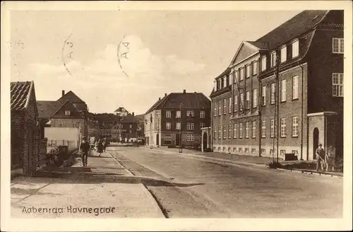 Ak Aabenraa Dänemark, Havnegade, Straßenpartie