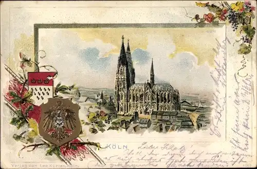 Präge Wappen Passepartout Litho Köln am Rhein, Kölner Dom