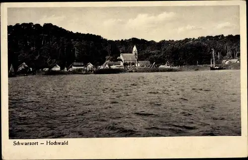 Ak Juodkrante Schwarzort Ostpreußen Litauen, Gesamtansicht, Hochwald