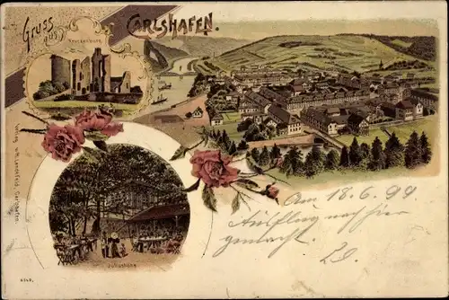 Litho Bad Karlshafen an der Oberweser Hessen, Kruckenburg, Juliushöhe