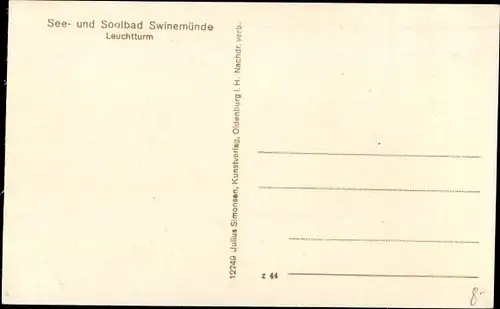Mondschein Ak Świnoujście Swinemünde Pommern, Leuchtturm