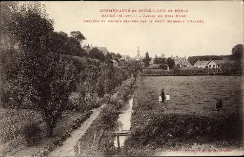 Ak Baugé Maine et Loire, Jardin du Bois Hubé, Communauté du Sacré Coeur du Marie, vue d'oiseau