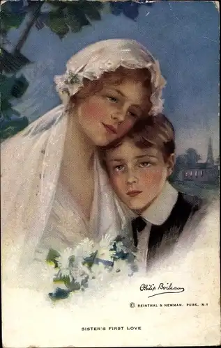Künstler Ak Boileau, Philip, Sister's First Love, Junge und Mädchen im Brautkleid