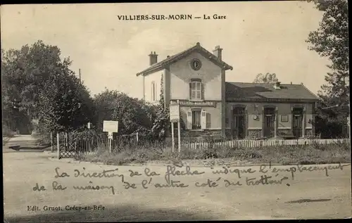 Ak Villiers-sur-Morin Seine et Marne, Bahnhof, Straßenseite, la Gare