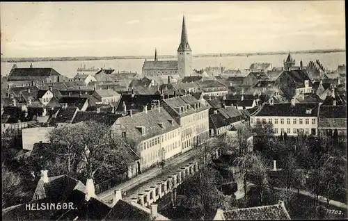 Ak Helsingør Helsingör Dänemark, Panorama vom Ort