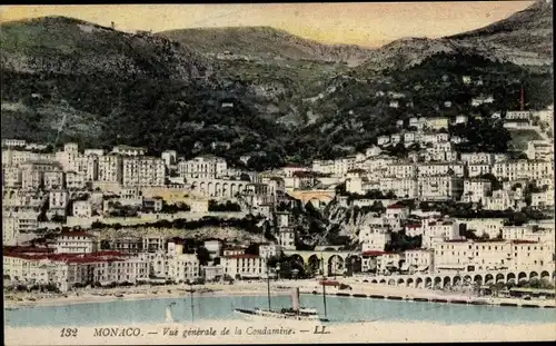 Ak La Condamine Monaco, Vue generale, Port