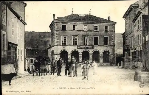 Ak Bains les Bains Vosges, Place de l'Hotel de Ville