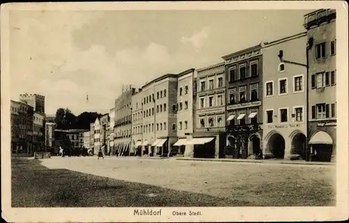 Ak Mühldorf am Inn Bayerisches Alpenvorland, Obere Stadt, Häuserfront