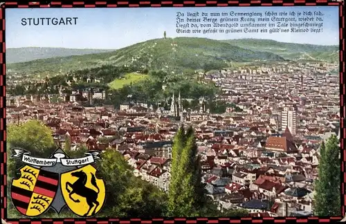 Wappen Ak Stuttgart am Neckar, Gesamtansicht