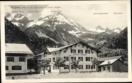 Ak Birgsau Oberstdorf im Oberallgäu, Gasthof, Wilder Mann, Linkerskopf, Biberkopf