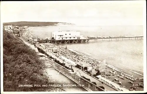 Ak Sandown Isle of Wight South East, Swimming Pool and Pavillon, panoramic view of the coastline