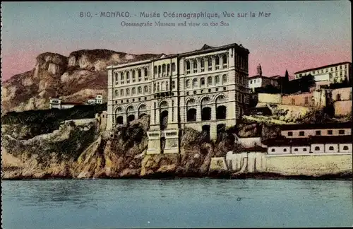 Ak Monaco, Musee Oceanographique, Vue sur la Mer