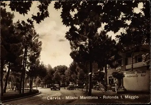 Ak Cervia Emilia Romagna, Milano Maritima, Rotonda 1. Maggio