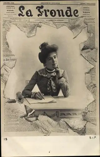 Passepartout Ak Portrait de Femme avec Chapeau sortant du Journal français La Dépèche Coloniale