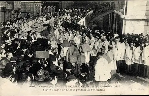 Ak Paris XVIII Montmartre, Consecration du Sacre Coeur, 16.10.1919