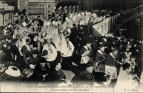Ak Paris XVIII Montmartre, Consecration du Sacre Coeur, 16.10.1919