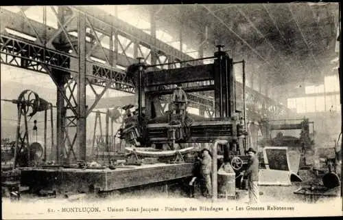 Ak Montluçon Allier, Usines Saint Jacques, Finissage des Blindages 4, Les Grosses Raboteuses