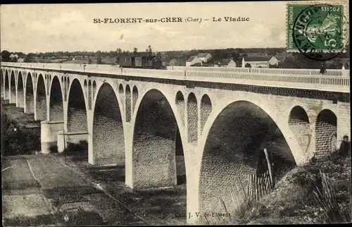 Ak Saint-Florent-sur-Cher Cher, Le Viaduc