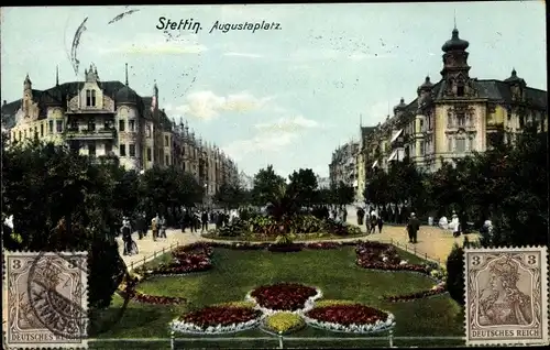 Ak Szczecin Stettin Pommern, Augustaplatz
