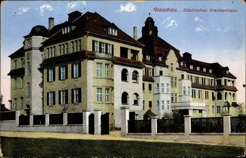 Ak Glauchau in Sachsen, Städtisches Krankenhaus