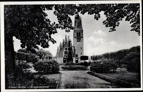 Ak Erkner in Brandenburg, Kirche, Kriegerdenkmal