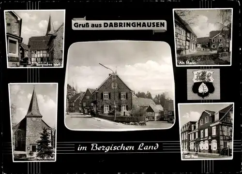 Ak Dabringhausen Wermelskirchen im Bergischen Land, Am Markt, Zur Post, ev. Kirche
