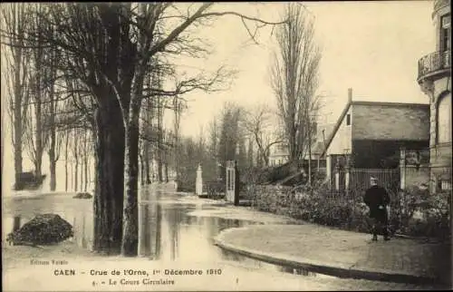 Ak Caen Calvados, Crue de L´Orne 1er Décembre 1910, Le Cours Circulaire