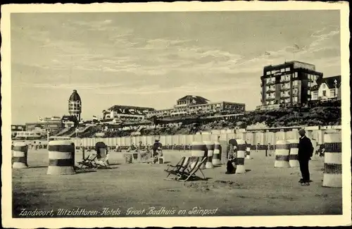 Ak Zandvoort Nordholland Niederlande, Hotels Groot Badhuis en Seinpost
