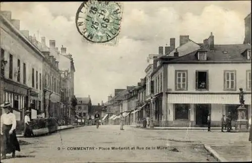 Ak Commentry Allier, Place Martenot et Rue de la Mure