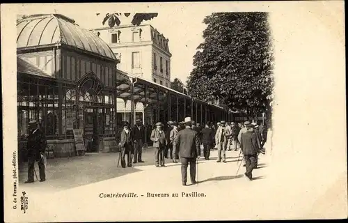 Ak Contrexéville Vosges, Buveurs au Pavillon