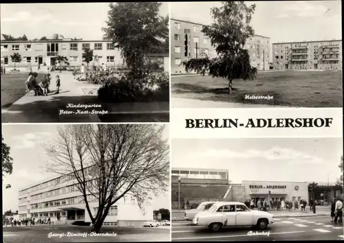 Ak Berlin Treptow Adlershof, Kindergarten Peter Kast Straße, Neltestraße, Bahnhof, Oberschule